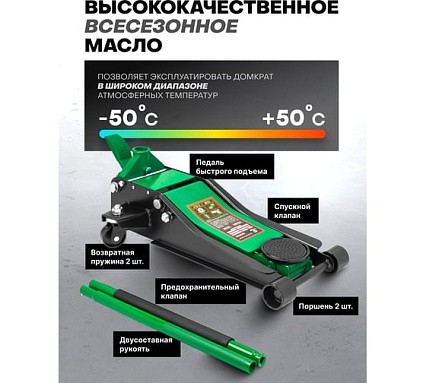 Домкрат подкатной гидравлический Rockforce 3 т RF-T820033X(61624)