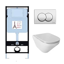 Подвесной унитаз Jacob Delafon Modern Life E21775RU-CP комплект 4в1, клавиша хром