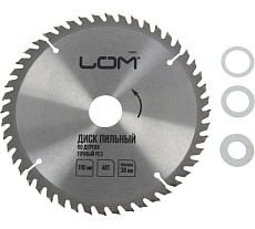 Диск пильный по дереву, точный рез, 190x30 мм, кольца на 20/16 мм, 48 зубьев ЛОМ 3110012