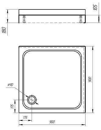 Поддон для душа Aquatek 90x90 с ножками