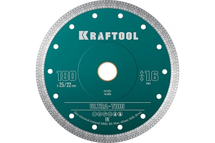 Ультратонкий алмазный диск Ultra-Thin 180x25.4/22.2x1.6 мм Kraftool 36685-180
