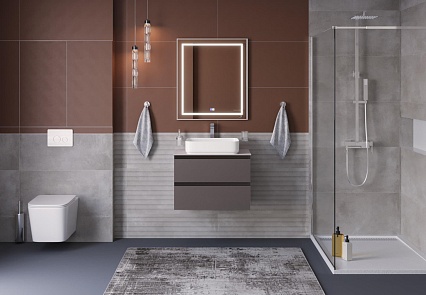 Мебель для ванной BelBagno Kraft 70 см со столешницей, эмаль, Темно-серый матовый