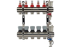 Коллекторная группа PROFACTOR латунь, с расходомерами, в сборе, 1х5 выходов 3/4 ЕК PF MB 802.5