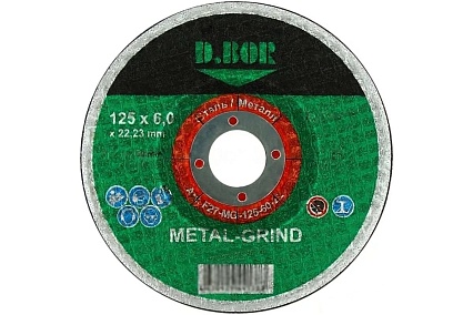 Шлифовальный диск по металлу METAL-GRIND A24S-BF, F27, 125x6x22.23 мм D.BOR D-F27-MG-125-60-22