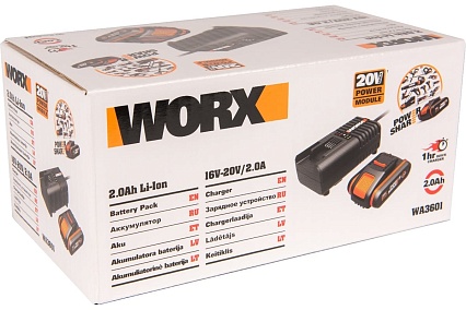 Набор 3601 аккумулятор 2 Ач, зарядное устройство 2А Worx WA3601