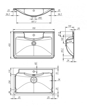 Раковина BelBagno BB700/455-LV-MR-ALR 70 см