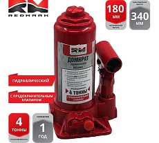 Гидравлический домкрат REDMARK 4 т, с перепускным клапаном, высота мин/макс 180/340 мм RM20404
