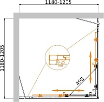 Душевой уголок Cezares MOLVENO-A-22-90+30-C-BORO-IV 120x120 прозрачный, брашированное золото