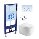 Подвесной унитаз SET Aquatek Альтаир cm-015 4в1 с микролифтом, кнопка белый