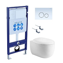 Подвесной унитаз SET Aquatek Альтаир cm-015 4в1 с микролифтом, кнопка белый