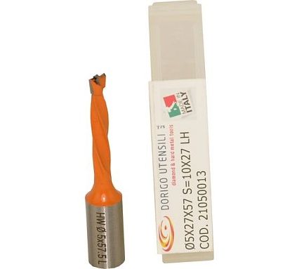 Сверло для глухих отверстий DORIGO HW Ø5x27x57.5 S=Ø10x27 Z=2 LH 21050013