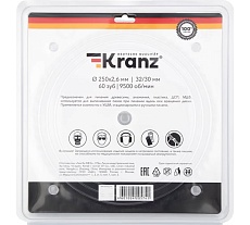 Диск пильный по дереву 250x32/30 мм, 60 зубьев Kranz KR-92-0129