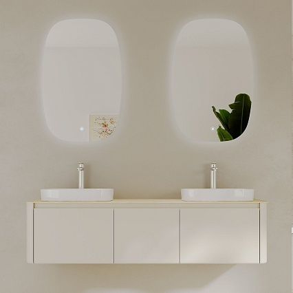 Мебель для ванной Black&White Universe U916.1600-2 Double 160 см, бежевый, две раковины Мебель для ванной Black&White Universe U916.1600-2 Double 160 см, бежевый, две раковины