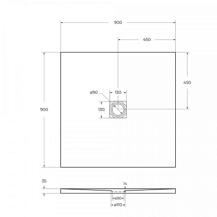 Поддон для душа BelBagno TRAY-MR-UNO-A-90-35-NERO-CR 90x90 черный