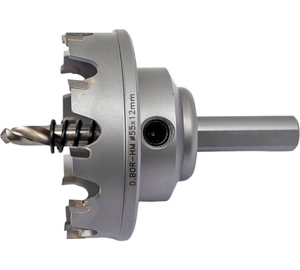 Коронка по металлу HM (55х12 мм; хвостовик 10 мм; комплект) D.BOR HS-HM-12-055-T