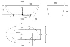 Акриловая ванна BelBagno BB68-1800 180x90 см