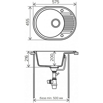 Кухонная мойка Tolero R-122 №701 57.5 см серый