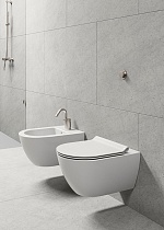 Подвесной унитаз GSI Pura 8815FR209 с креплением 55x36 безободковый, White matt