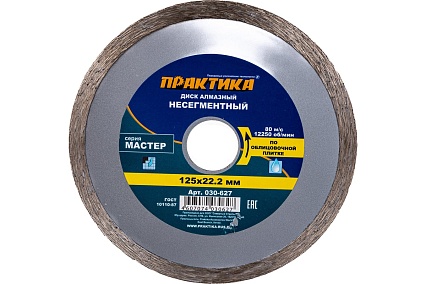 Диск алмазный Мастер (125х22.2 мм) Практика 030-627