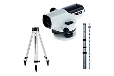 Комплект ADA : оптический нивелир ADA PROF X32 с поверкой + рейка нивелирная телескопическая STAFF 5 + алюминиевый штатив на клипсах Light А00199_К2