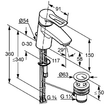 Смеситель для раковины Kludi MX 331250562