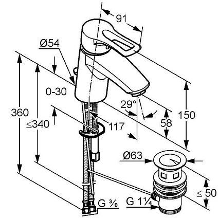 Смеситель для раковины Kludi MX 331250562