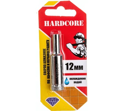 Сверло-коронка алмазное по кафелю и керамограниту 12 мм Hardcore 152012