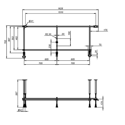 Каркас Am.Pm X-Joy W94A-170U70W-R 170x70 см