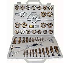 Вороток, плашкодержатель и по 20 метчиков и плашек м6-м24 CNIC в пласт. кейсе 45 позиций 01145 66032