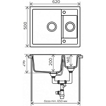 Кухонная мойка Tolero R-109 №911 62 см черный