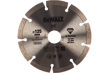 Диск алмазный сегментированный для УШМ универсальный (125х22,2 мм) DeWalt DT 3711