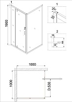 Душевой уголок Niagara Nova NG-0200-08 BLACK 100x100 прозрачный, черный