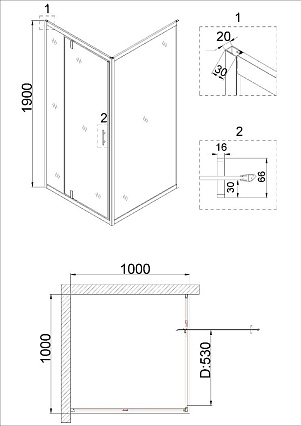 Душевой уголок Niagara Nova NG-0200-08 BLACK 100x100 прозрачный, черный