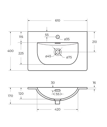 Раковина BelBagno 60 см BB-8099-3-60