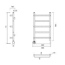 Полотенцесушитель электрический Domoterm Орфей П5 500x700 EL, ТЭН слева, хром