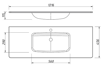 Раковина Caprigo Accord OW15-2215-R810 120 см графит