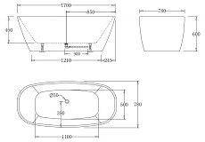 Акриловая ванна BelBagno BB72-1700 170x78 см