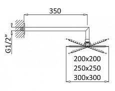 Верхний душ Cezares Porta PORTA-TDDQ-30-NOP 30 см черный матовый