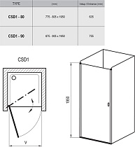 Душевая дверь Ravak Chrome CSD1-90