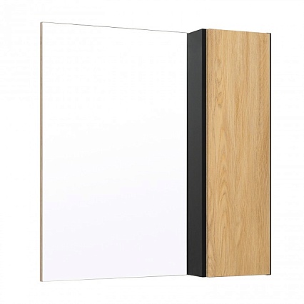 Зеркальный шкаф Руно Мальта 70 см, дуб/черный