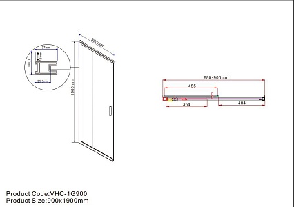Душевой уголок Vincea Гарда (Garda) VSS-1G9095CL 95x90 хром, прозрачное
