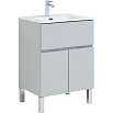 Тумба с раковиной Aquanet Алвита New 60 см 1 ящик, 2 дверцы серый
