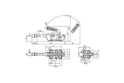 Зажим механический плунжерный с кронштейном и стопором KUKAMET 531-3-L-Q14