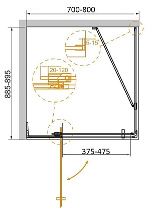 Душевой уголок Cezares SLIDER-AH-1-90-70/80-BR-NERO 80/70x90 бронза, черный