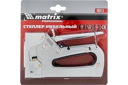 Мебельный металлический регулируемый степлер тип скобы 53, 6-14 мм Matrix PROFESSIONAL 40913