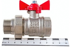 Шаровой кран для воды Valfex OPTIMA американка 3/4&quot; ВР/НР бабочка, никелированная латунь VF.227.NLB1.034.Bir