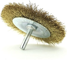 Щетка дисковая EuroBrush Д75х10мм, c хв-м д6х30мм, ворс гофр латунь 0.2мм, до 15000 об/мин, на дрель 13-087 EB-D75BB1