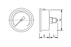 Манометр от 0 до 16 бар из нержавеющей стали, D40 мм, NPT 1/8&quot;, штуцер сзади по центру A-Flow G30-S-2N-40B-16bar