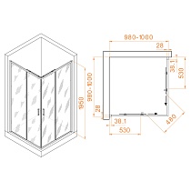 Душевой уголок RGW Passage PA-39 100x100 прозрачное, хром 03083900-11