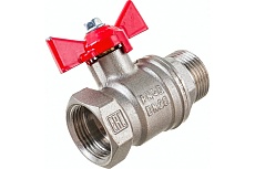 Шаровой для воды Valfex 3/4&quot; ВР/НР бабочка, никелированная латунь 11Б27фт1М VF.218.NB1.034.Bir